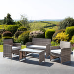 Arlo Grey Rattan Lounge Set - 2 Seat Sofa, 2 X Chairs + Table | Light Grey