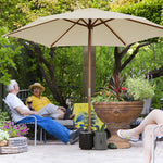 2.5m Wood Garden Parasol Sun Shade | Cream