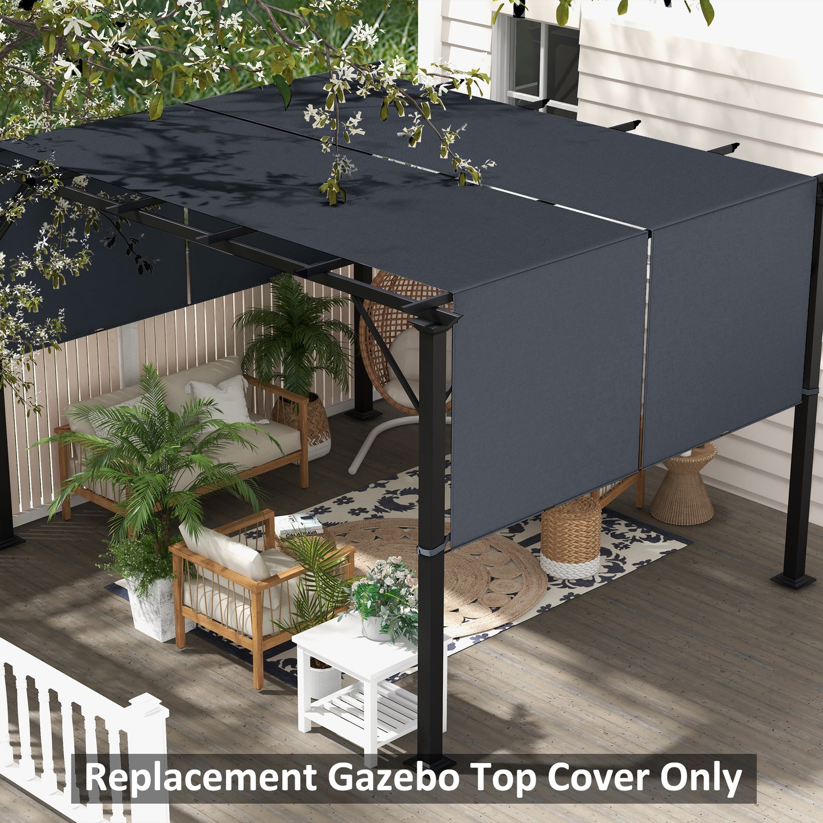 2 Pcs Pergola Replacement Canopy Cover, Uv Protection | Dark Gray