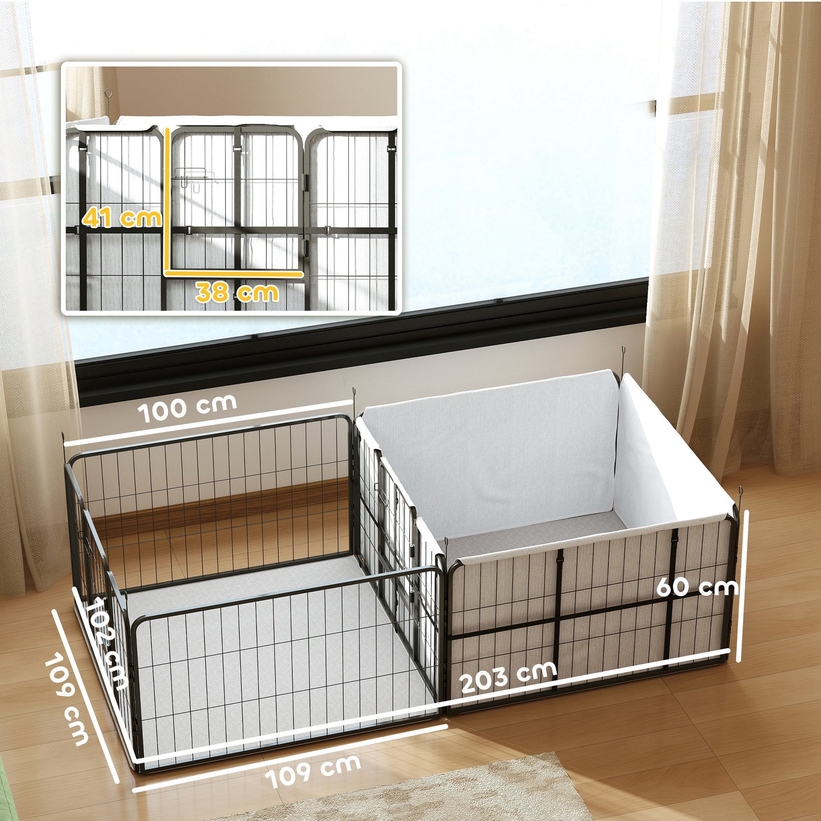 7 Panel Whelping Box For Dogs, Dog Playpen With Whelping Pads