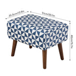 Mid-century Modern Patterned Footstool Ottoman With Walnut Legs