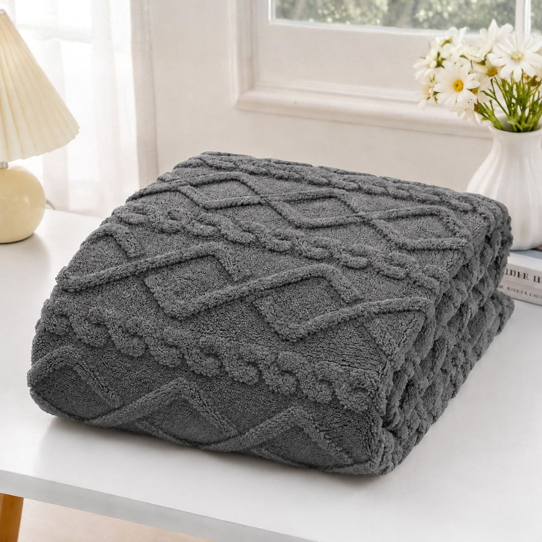 Textured Cable Throw Blanket – Soft Cosy Decorative Throw 150 X 200cm | 150cm x 200cm | Charcoal
