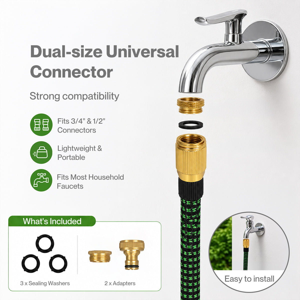 Traderight Expandable Garden Hose 10-pattern Nozzle Kink-free