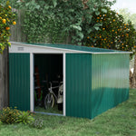 11.3x9.2ft Steel Garden Storage Shed Tool House With Doors | Green