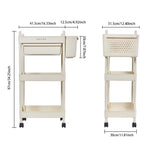 2/3/4-tier Rolling Storage Cart With Lockable Wheels Organizer Trolley With Hanging Baskets & Drawer | Medium | Cream