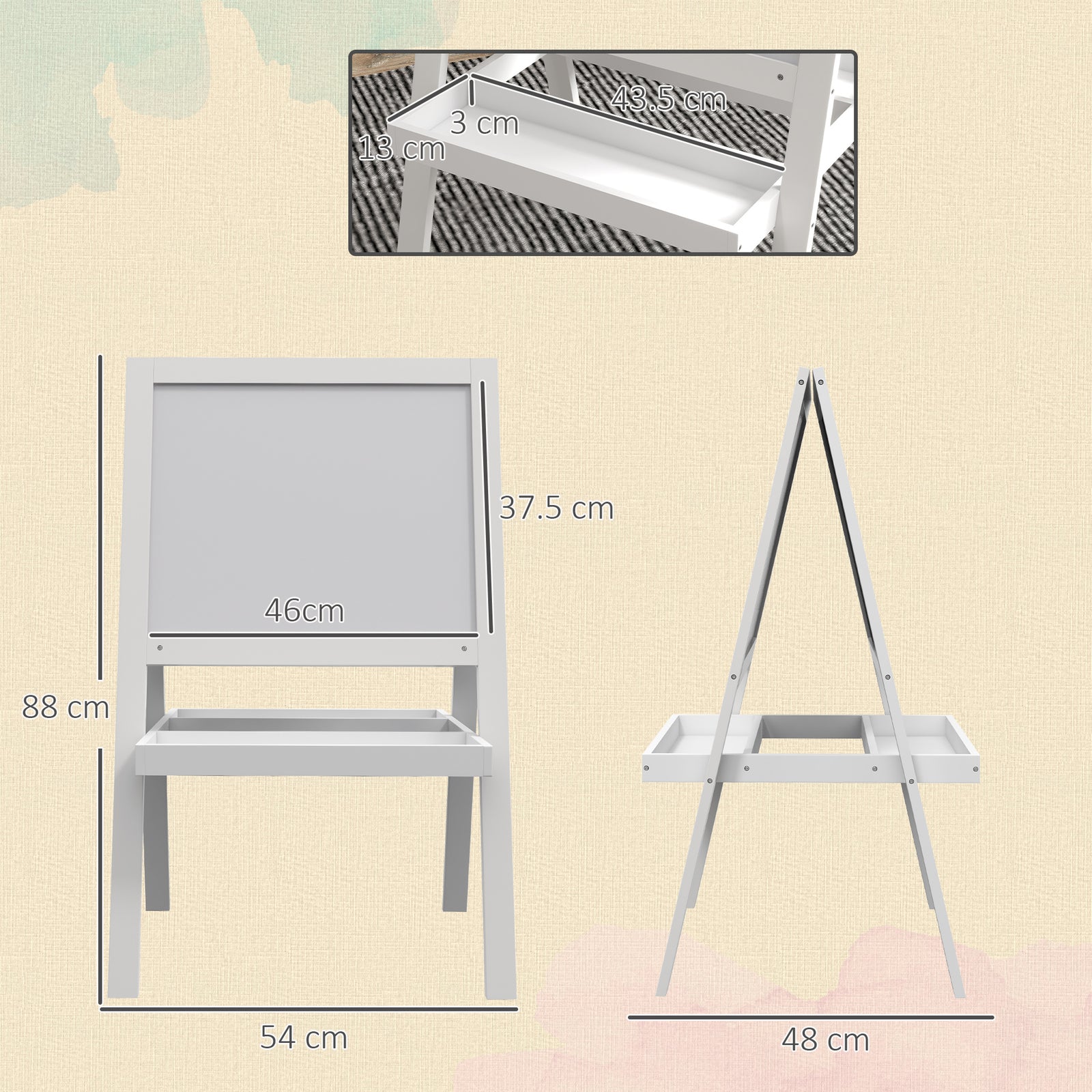 2-in-1 Double-sided Easel For Kids, With Storage Shelf- Blue