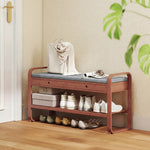 Shoe Bench With 2 Drawers Cushioned Seat 105cm | Dark Brown