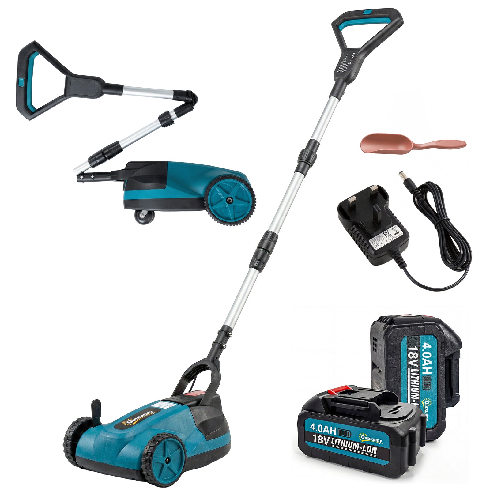 18v Cordless Lawnmower With 2 X 4ah Batteries & Charger