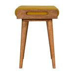 Solid Mango Wood Mustard Velvet Tray Style Footstool