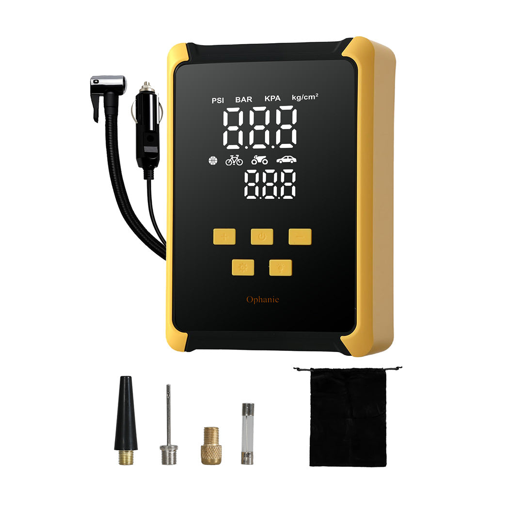 Car Tyre Inflator Electric Air Compressor Pump 12v 150psi With Led Light | Yellow