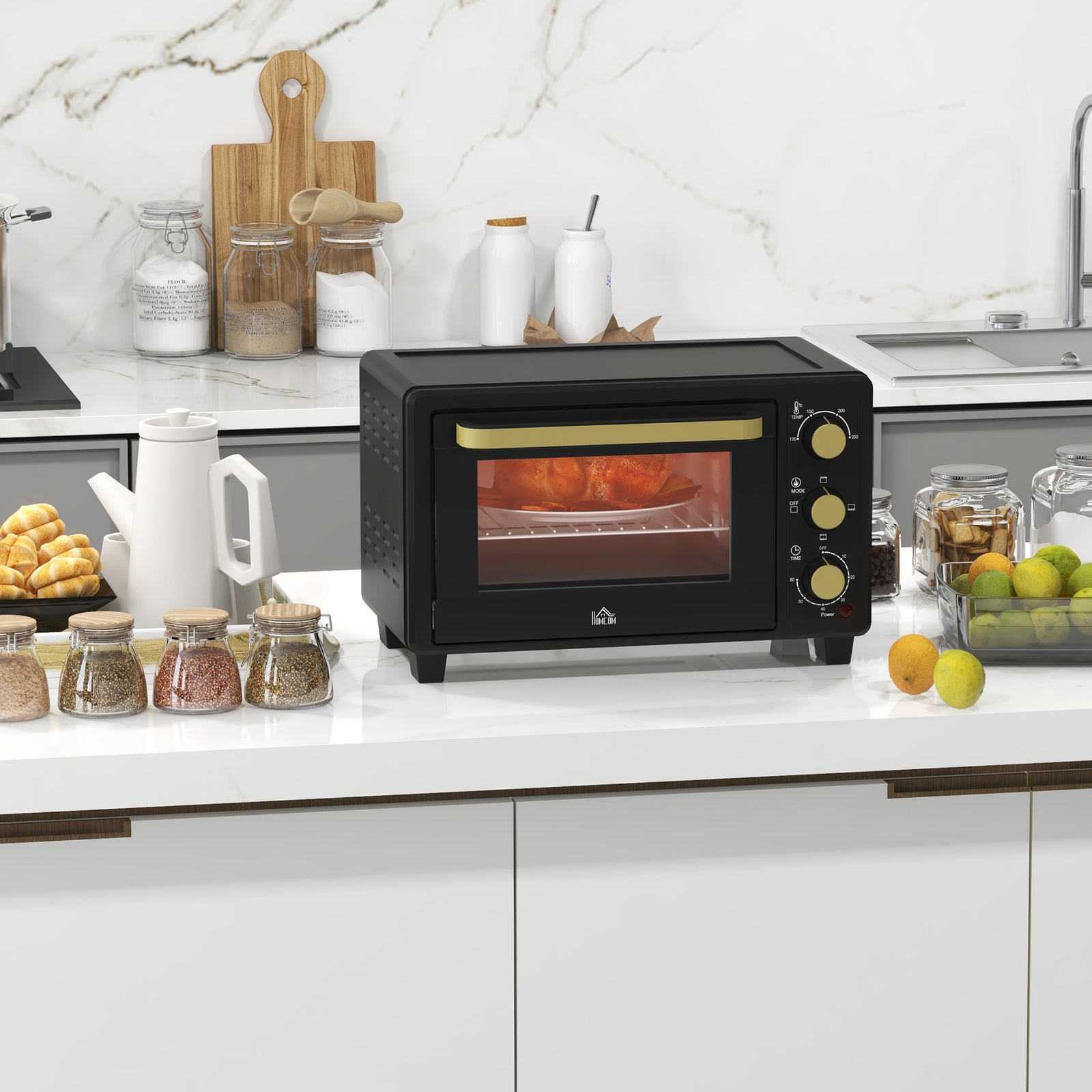 Mini Oven 16l Countertop Oven With Adjustable Temp Timer | One Size | Black
