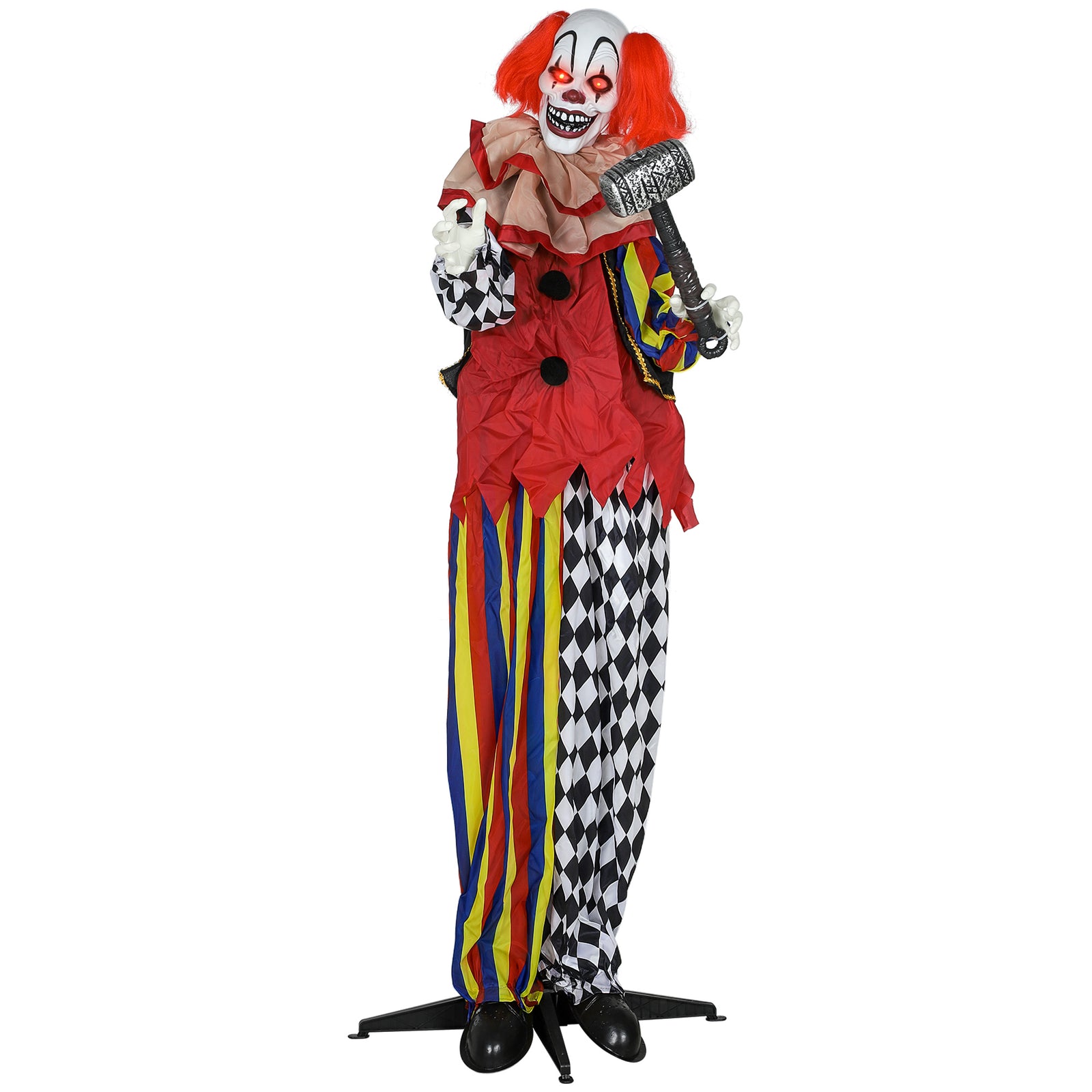 Sound Activated Halloween Animatronics Clown With Red Light Up Eyes