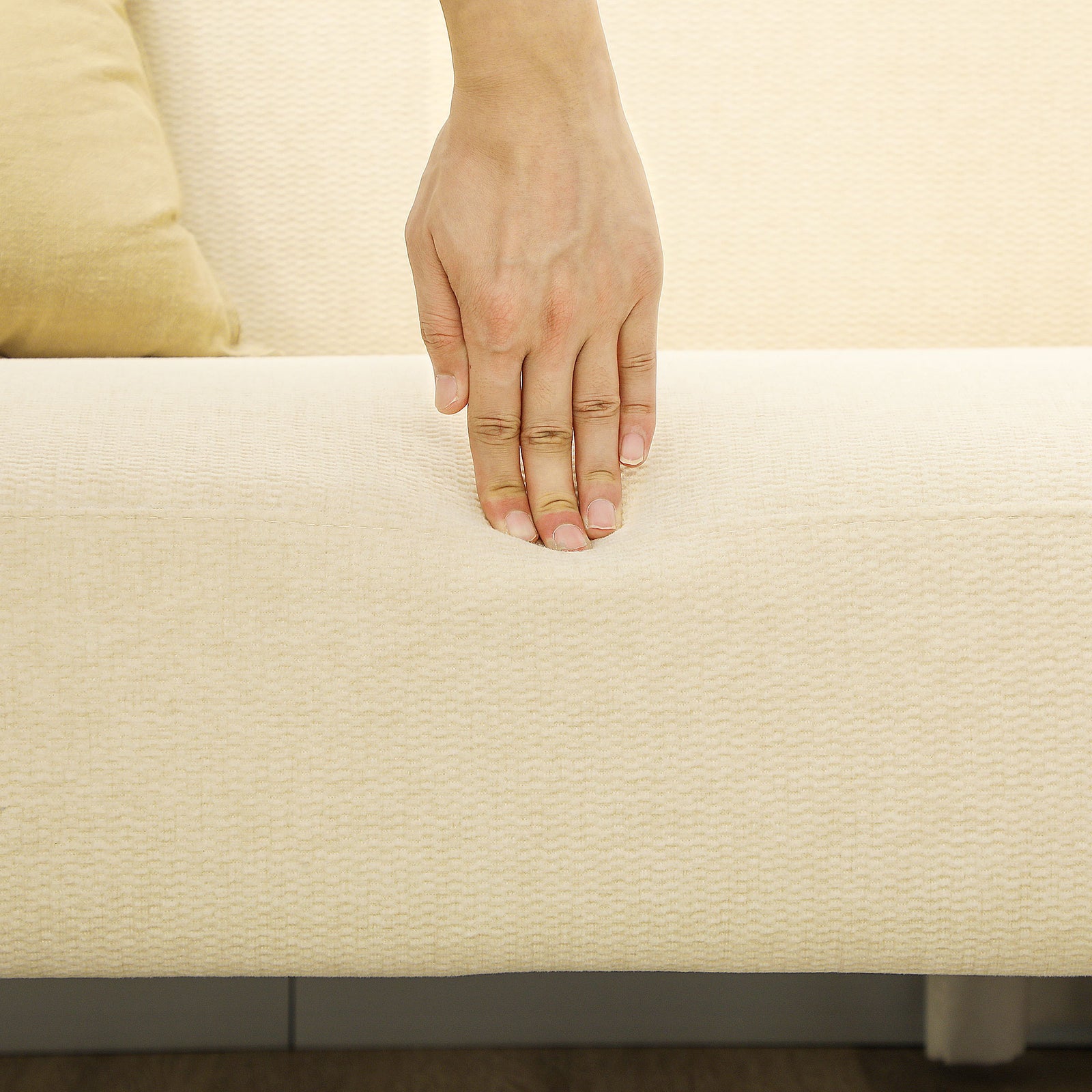 2 Seater Sofa With 21cm Thick Padding And Wood Legs | Cream
