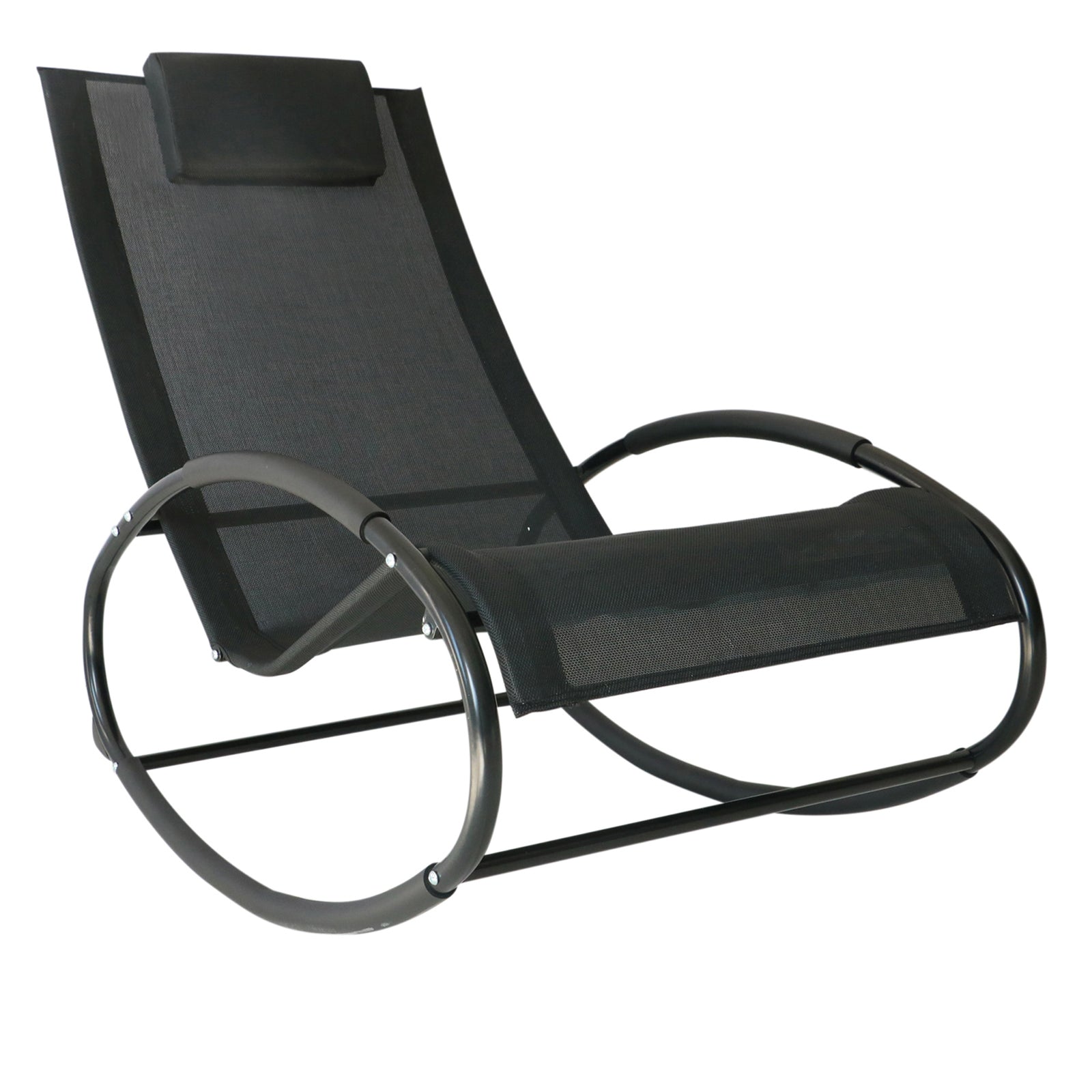 Patio Orbital Rocking Chair Chaise | Black