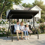 3 Seater Canopy Swing Chair Porch Hammock Bed | Black