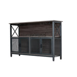 Industrial Wine Bar Cabinet With Metal Frame | Black & Grey