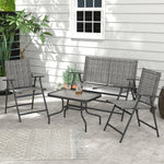 Outdoor 4 Pieces Patio Set, Mesh Fabric | Light Grey