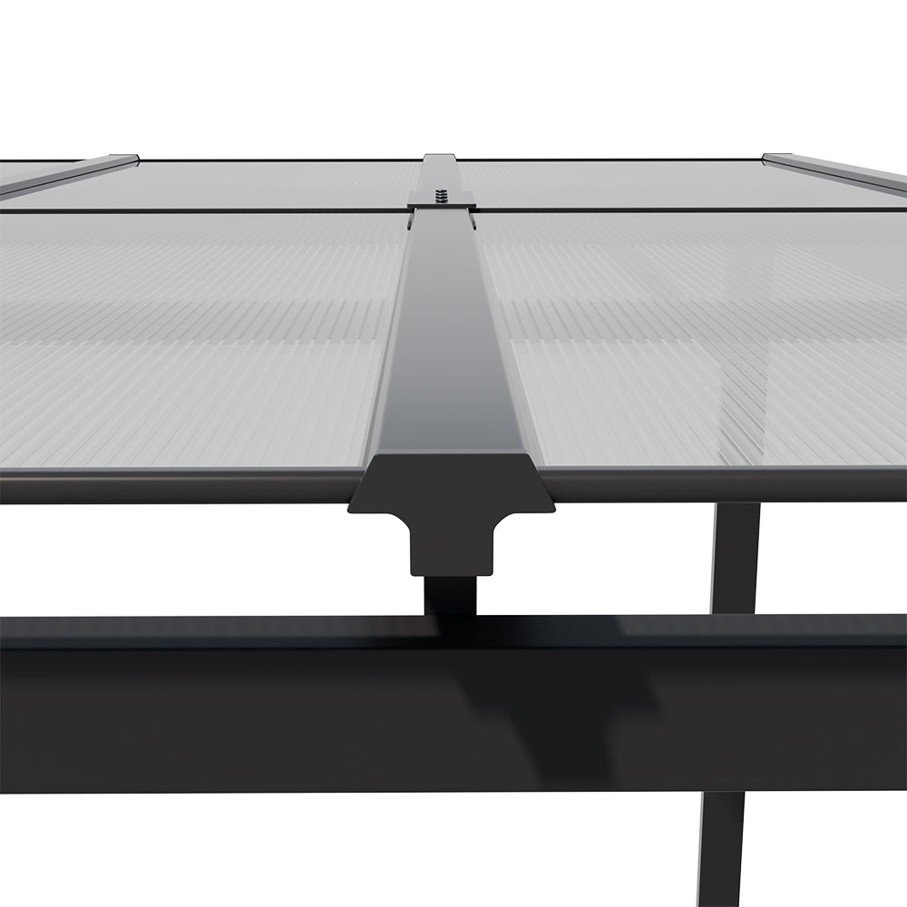 Outdoor Wall-mounted Gazebo Canopy With Polycarbonate Roof, Heavy Duty Patio Pergola Shelter, Uv Resistant Waterproof Sunshade | Large | Grey