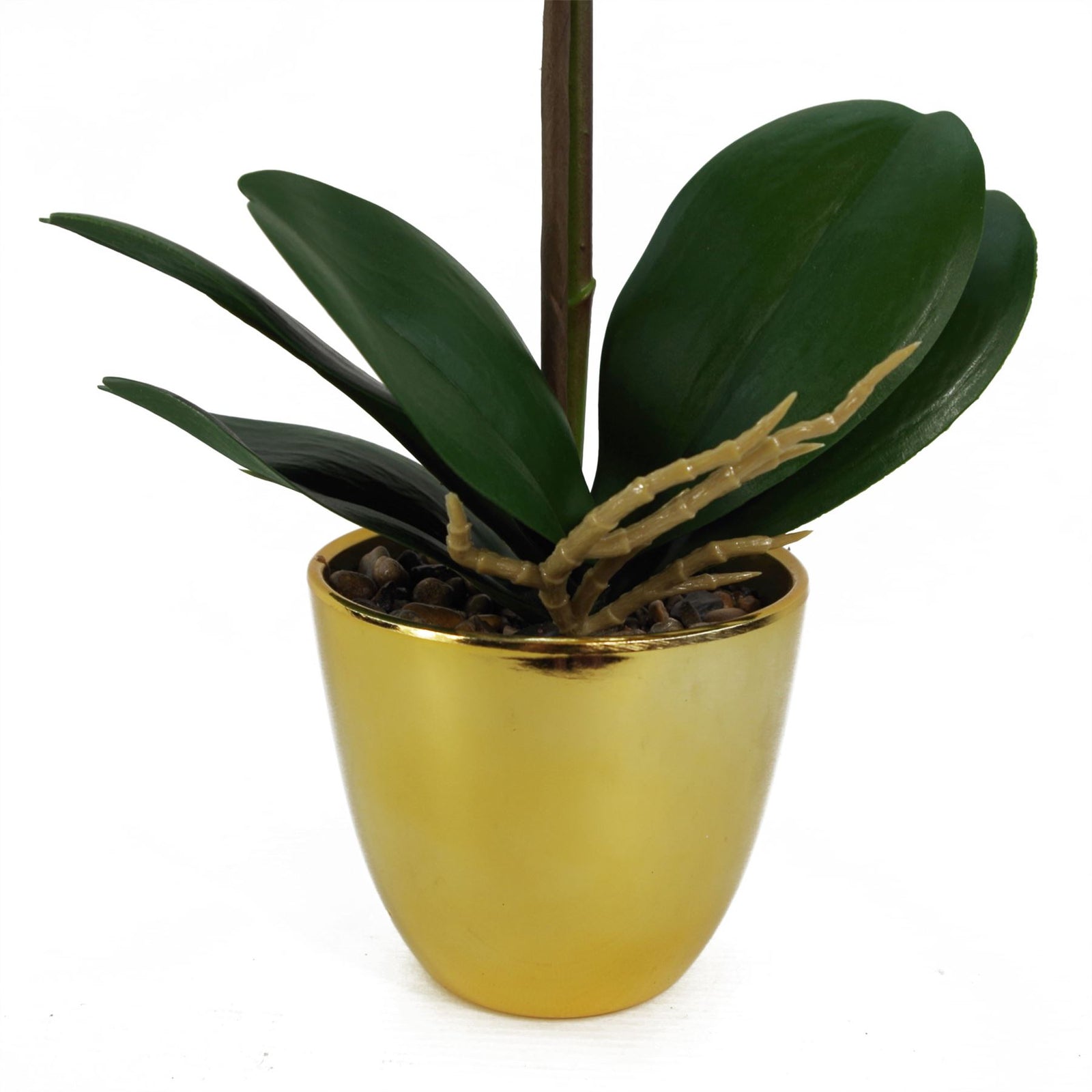 48cm Harlequin Orchid Artificial Pink With Gold Pot