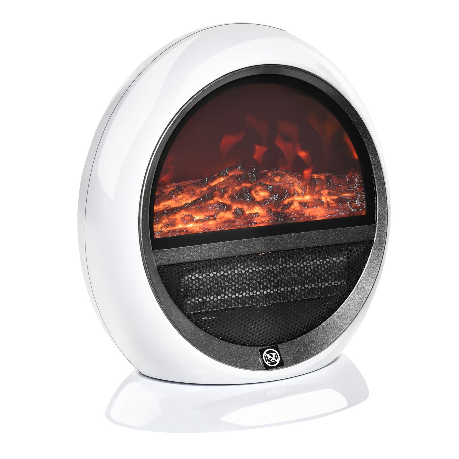 Table Top Electric Fireplace Heater With Led Flame Rotatable | One Size | White