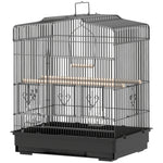 Pawhut 59cm Large Bird Cage With Stand, Perches, Food Bowls, Swing, Black