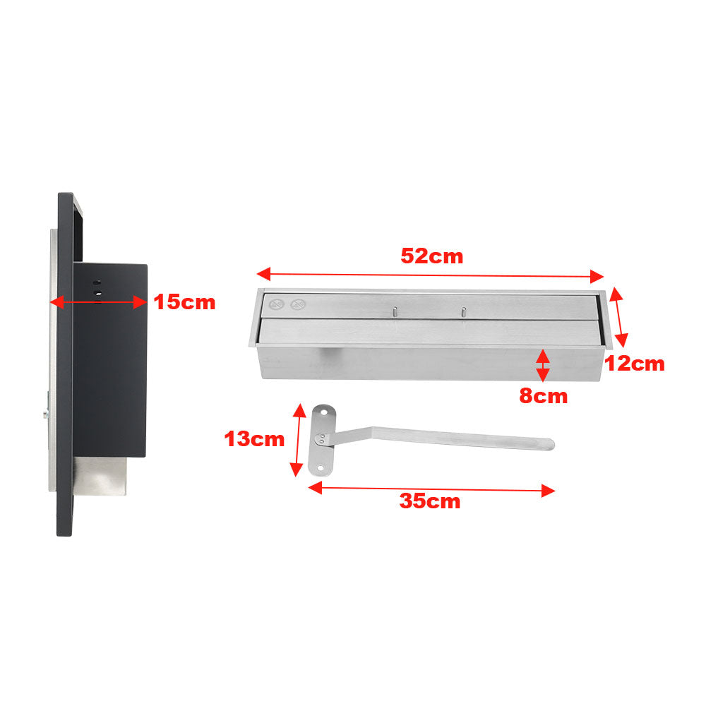 45 Inch Silver Wall Mount Fireplaces Steel Stainless Indoors Bio-ethanol Fireplaces