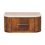 Beaumont Wall-mounted Bedside, 1 Drawer, Beige and White | Brown