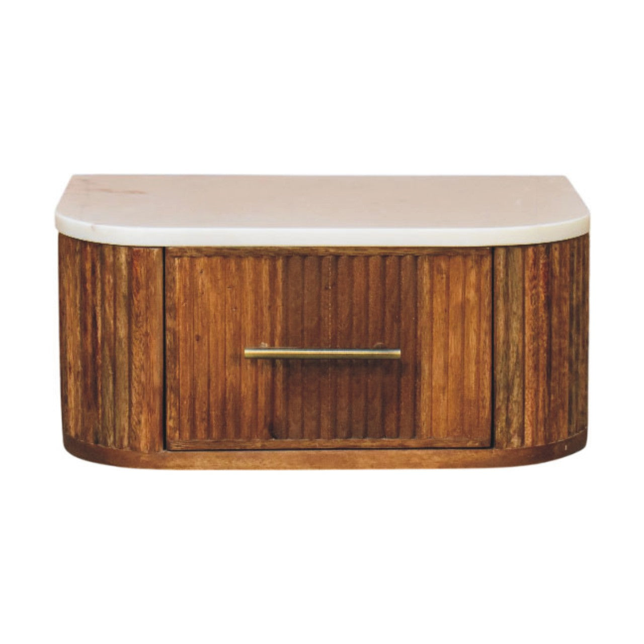 Beaumont Wall-mounted Bedside, 1 Drawer, Beige and White | Brown