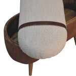 Artisan Furniture Solid Wood Tan Buffalo Boucle Nordic Bench, Upholstered