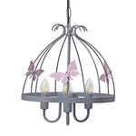 Kago Pink/grey Pendant Lamp Beautiful Hand Made Ceiling Light With A Butterfly Theme In Modern Grey And Baby Pink