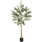 Indoor Artificial Plant, Faux Potted Silk Olive Tree | Large | Green