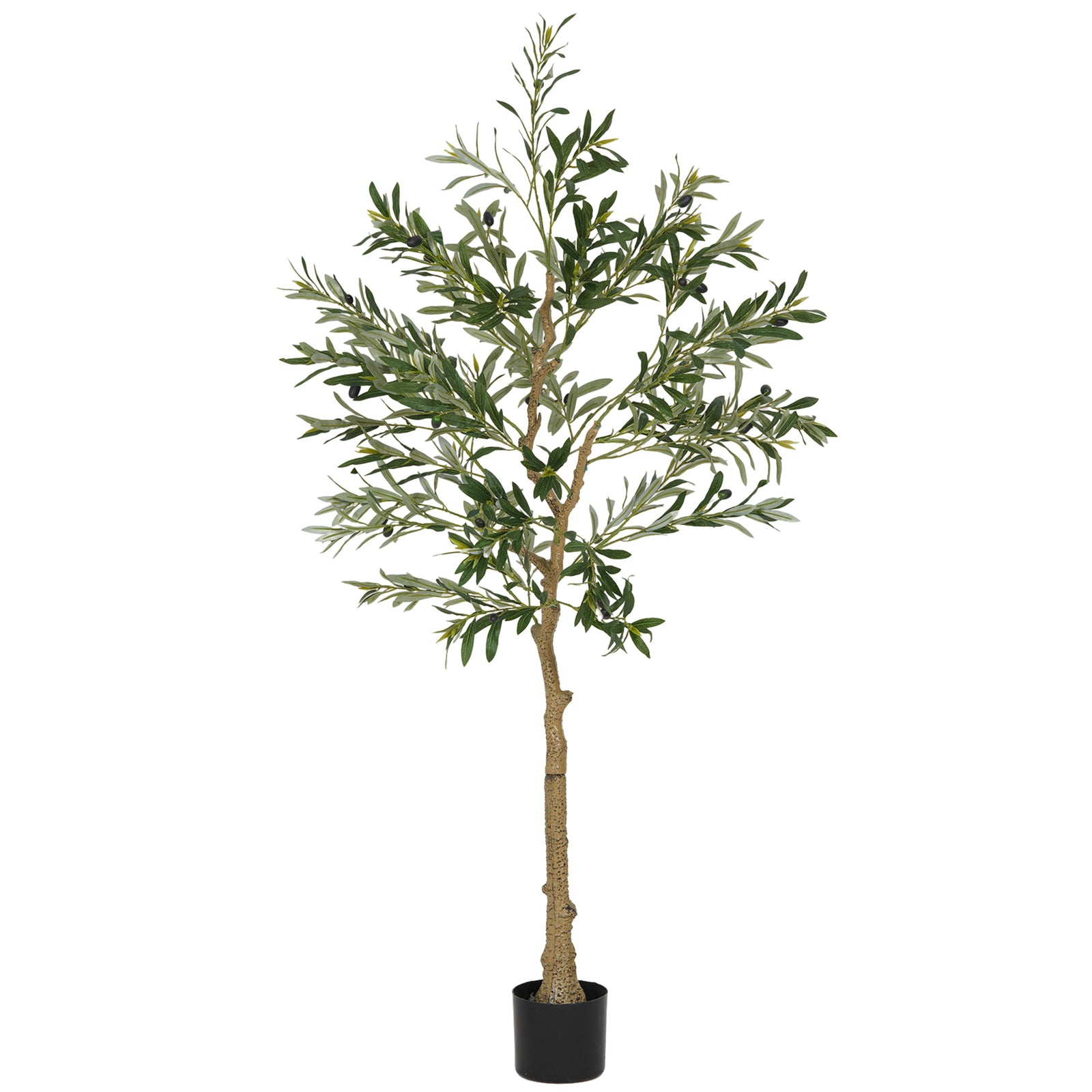 Indoor Artificial Plant, Faux Potted Silk Olive Tree | Large | Green