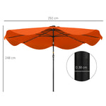 Solar Garden Parasol W/ Led, Tilt | Orange