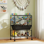 Pawhut Hamster Cage, 3 Tier Gerbil Cage On Wheels With Storage Shelf