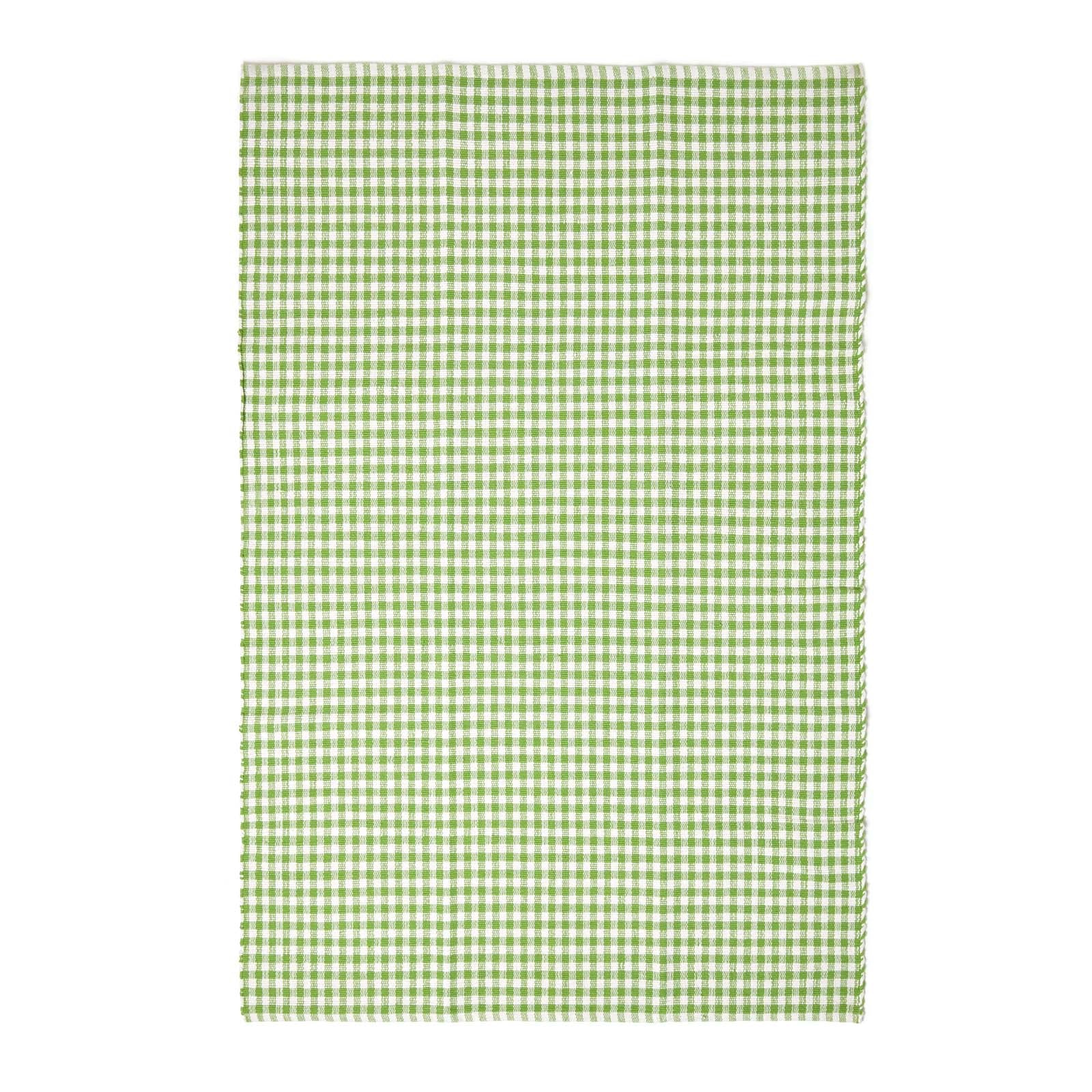 Cotton Gingham Check Rug Hand Woven | 120cm x 80cm | Green