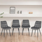 Erica Plush Velvet Comfort Dining Chairs - Set Of 4 | One Size | Grey