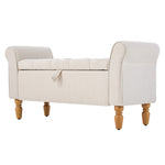Breeins Linen Upholstered Storage Bench With Armrests
