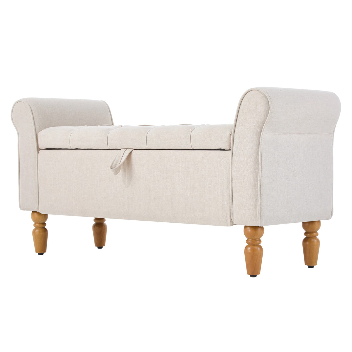 Breeins Linen Upholstered Storage Bench With Armrests