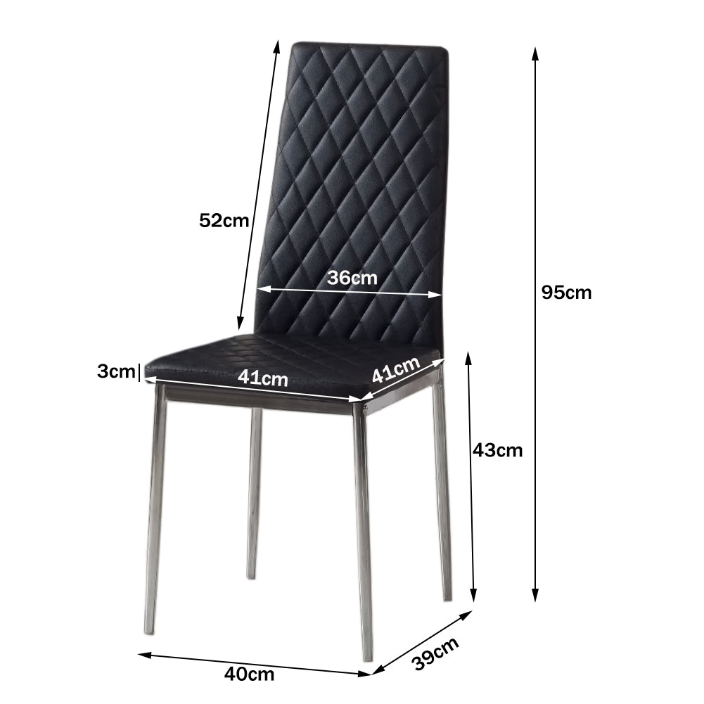 Pvc High Back Modern Dining Chairs | Set of 2 | Black
