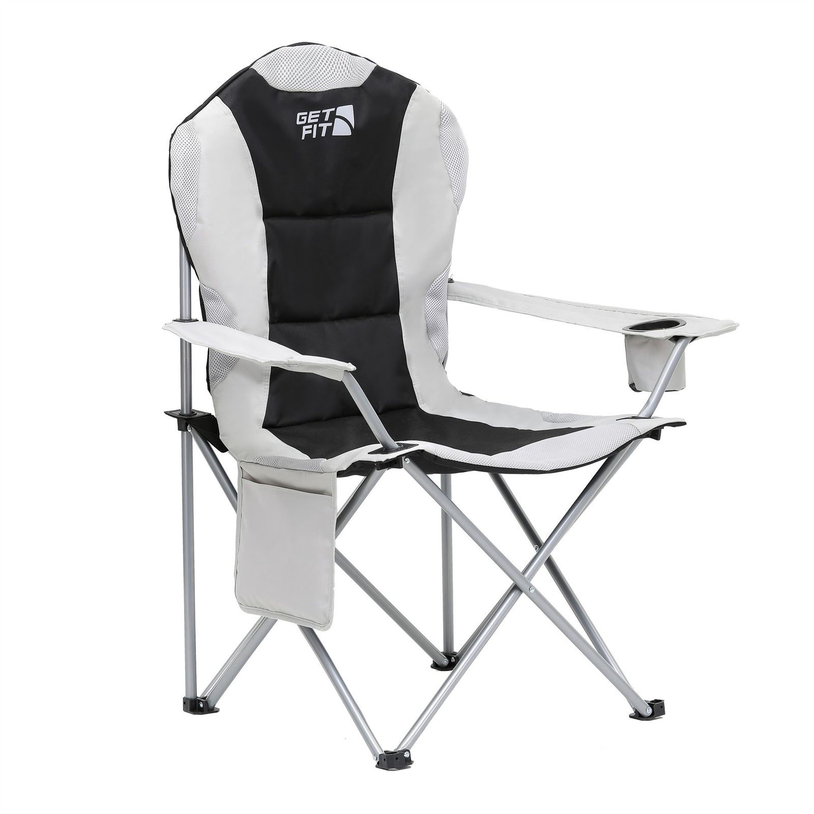 Premium Camping Chair - Thick Padded Folding Chair For Adults With Magazine Pocket, Cup Holder & Carry Bag - Lightweight 3kg - Heavy Duty Foldable Picnic Chair | Single