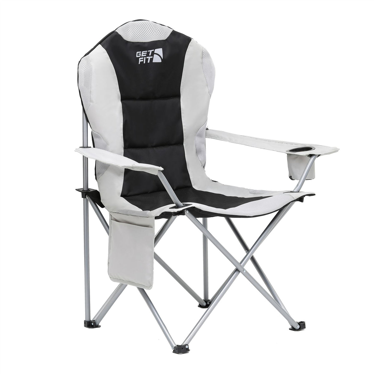 Premium Camping Chair - Thick Padded Folding Chair For Adults With Magazine Pocket, Cup Holder & Carry Bag - Lightweight 3kg - Heavy Duty Foldable Picnic Chair | Single