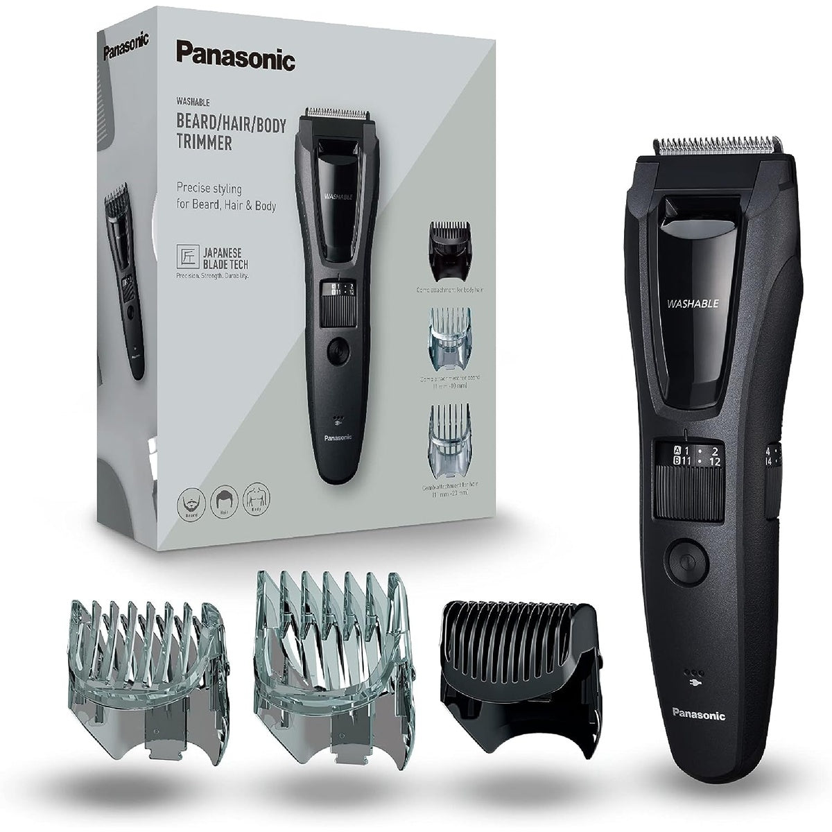 Er-gb62 & Er-gn30 Body, Facial Hair Trimmer Set | Black