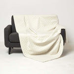 Diamond Quilted Velvet Bed Throw | 150cm x 200cm | Cream