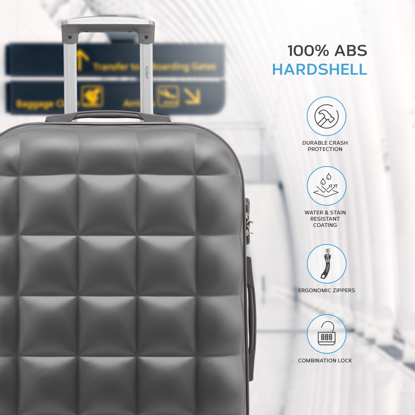 Medium 25" Hard Shell Bubble Design Check-in Suitcase Hold Luggage Bag 20kg+ | Medium | Charcoal