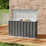 320l Outdoor Storage Box With Metal Frame – Weatherproof Garden & Patio Storage For Tools, Cushions, With Combination Lock | Grey