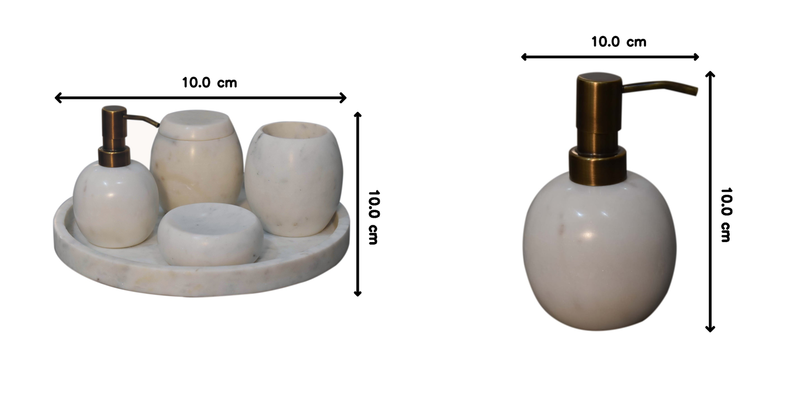 Set Of 5 White Marble Bathroom Set