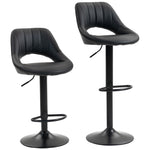 Barstools Set Of 2, Dining Stools With Backrest And Footrest, Black