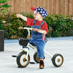 Trike W/ Adjustable Seat Basket, Kids Tricycle For 2-5 Years Old | White