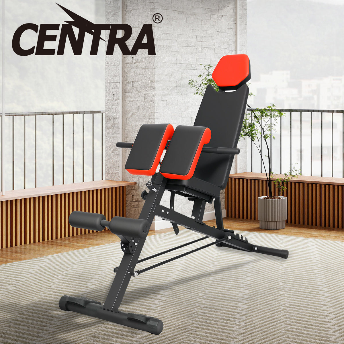 Centra Adjustable Workout Bench Roman Chair 8-position Backrest Home Gym 300kg