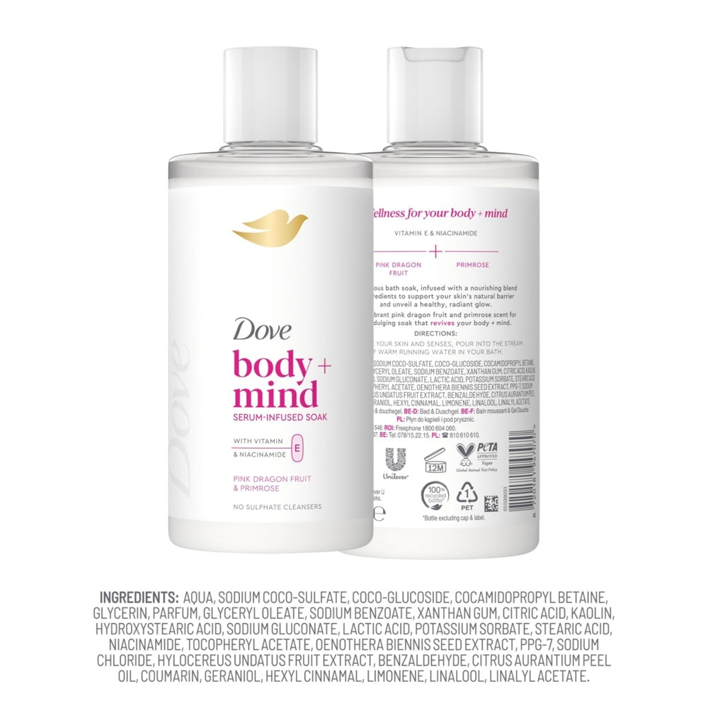 Body + Mind Bath Soak, Dragon Fruit & Primrose, 400ml | Set-of-6
